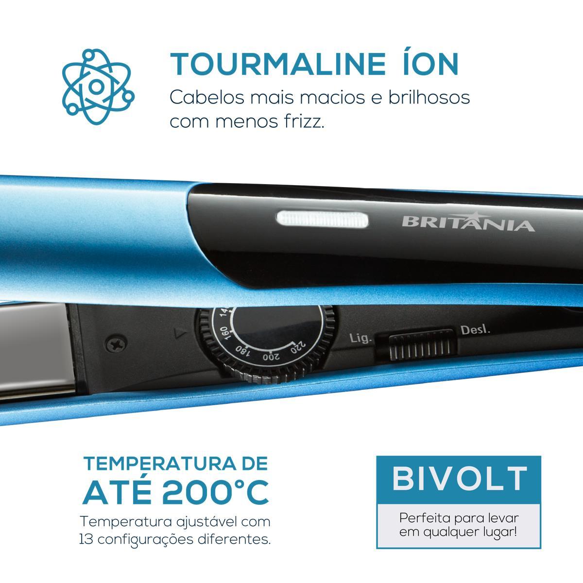Prancha Britânia Cordão Giratório 220ºC Titanium Blue - Loja